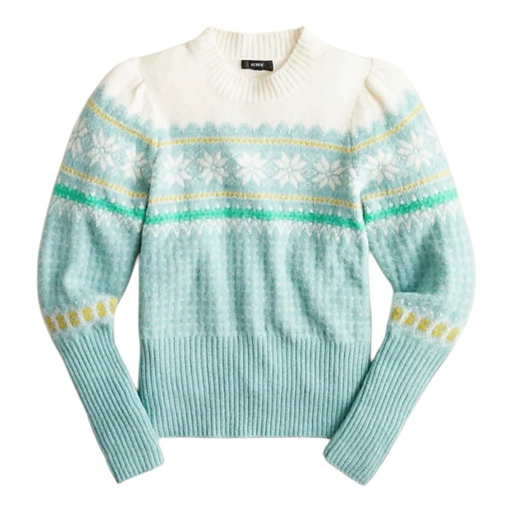 J. Crew Women's Sweater in White, Green, and Yellow